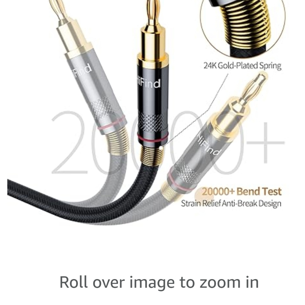 10 ft speaker cable wire with gold plate banana tip plugs (10) - Picture 6 of 11